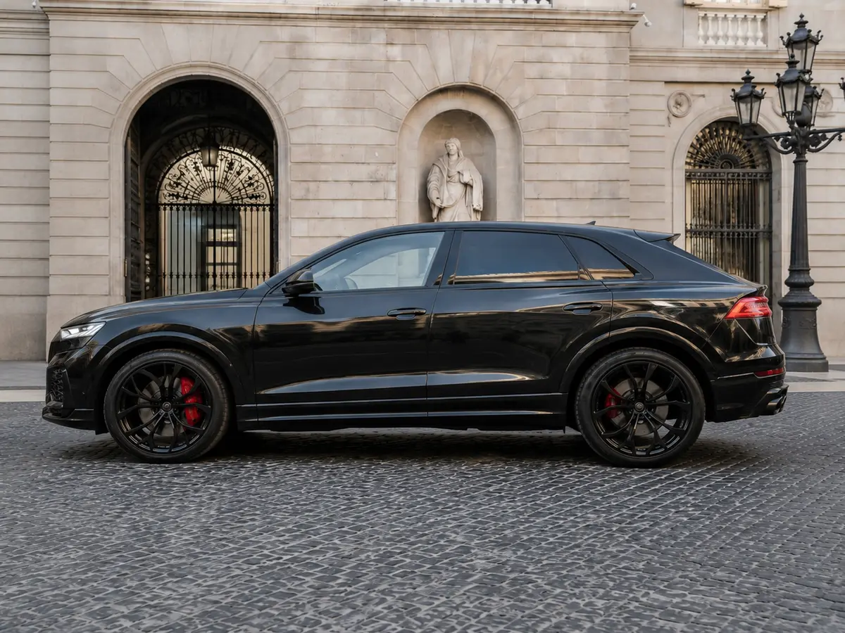 Audi Q8 2025, interior — Florence Luxury Car Rental, Florence. Audi Q8 in Florence An Audi Q8 rental in Florence provides a 2025 SUV delivering 340…