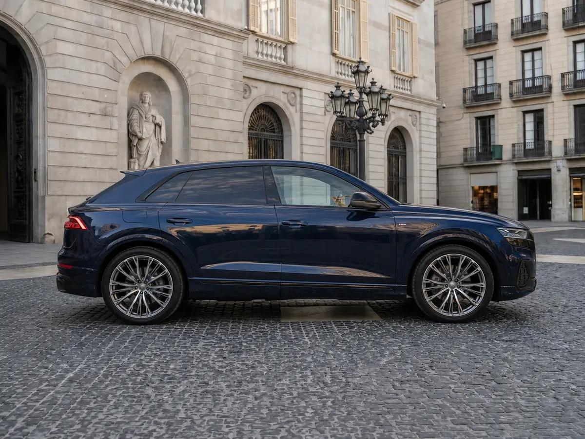Audi Q8 55 TFSI 2022, vue avant — Florence Luxury Car Rental, Florence. Audi Q8 55 TFSI à Florence La location d'une Audi Q8 55 TFSI à Florence met à disposition…
