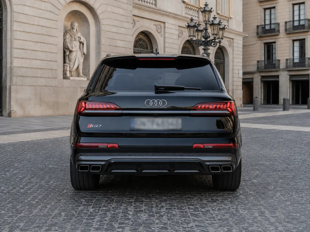 Audi SQ7 7seater 2023, vista posteriore — Florence Luxury Car Rental, Firenze. Audi SQ7 7seater a Firenze Il noleggio dell'Audi SQ7 7seater a Firenze mette a…