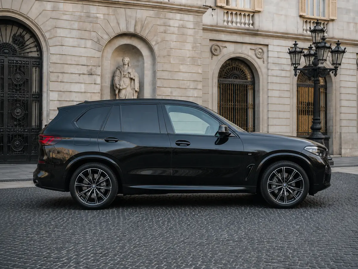 BMW X5 4.0i M 2025, vue avant — Florence Luxury Car Rental, Florence. BMW X5 4.0i M à Florence La location d'un BMW X5 4.0i M à Florence met à disposition un…