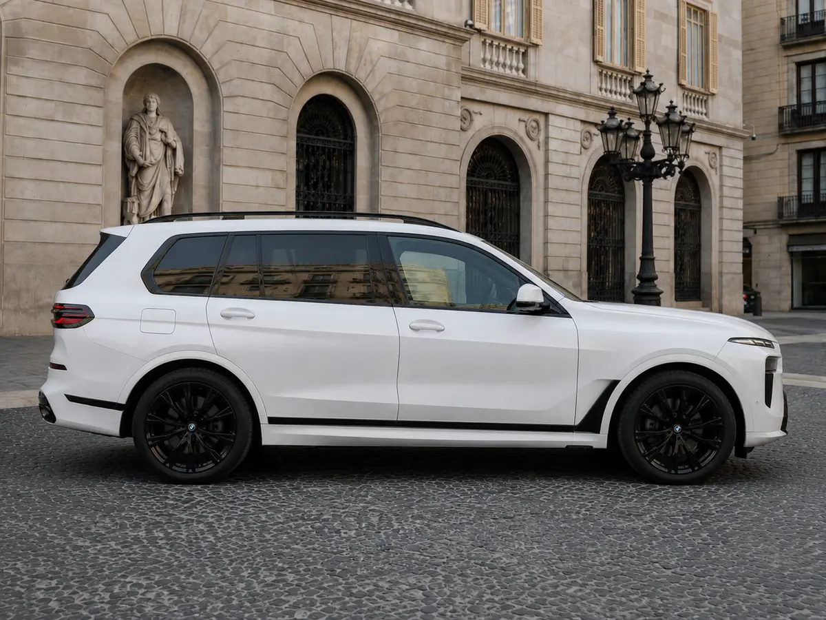 BMW X7 40d M 2024, vista frontale — Florence Luxury Car Rental, Firenze. BMW X7 40d M a Firenze Il noleggio della BMW X7 40d M a Firenze mette a disposizione un…