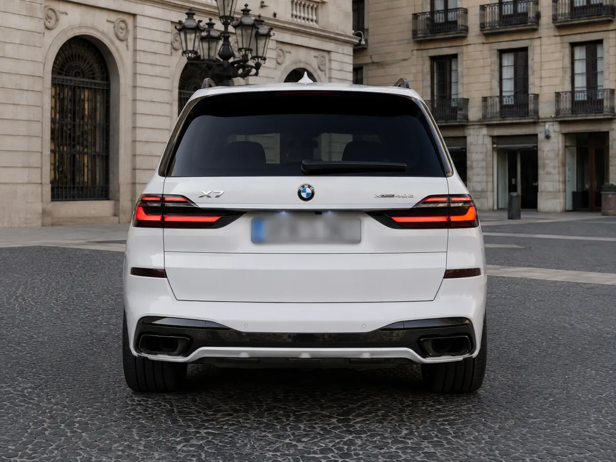 BMW X7 40d M 2024, vista posteriore — Florence Luxury Car Rental, Firenze. BMW X7 40d M a Firenze Il noleggio della BMW X7 40d M a Firenze mette a disposizione un…