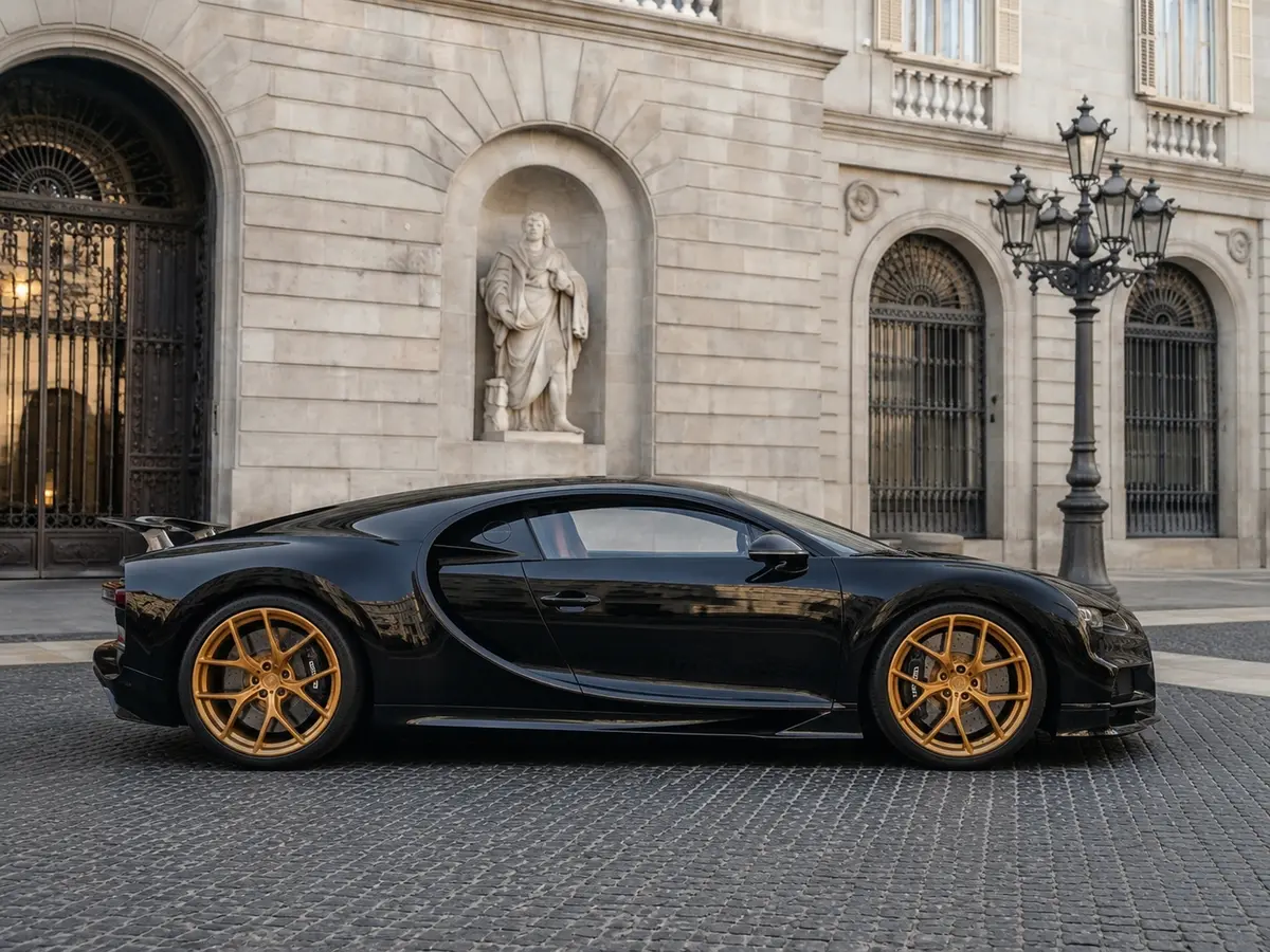 Bugatti Chiron 110 Ani 2019, vista frontal — Florence Luxury Car Rental, Florencia. Bugatti Chiron 110 Ani en Florencia El alquiler del Bugatti Chiron 110 Ani en Florencia…