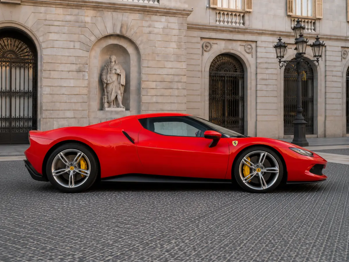 Ferrari 296 GTB 2023, vista posteriore — Florence Luxury Car Rental, Firenze. Ferrari 296 GTB a Firenze Il noleggio di una Ferrari 296 GTB a Firenze mette a…