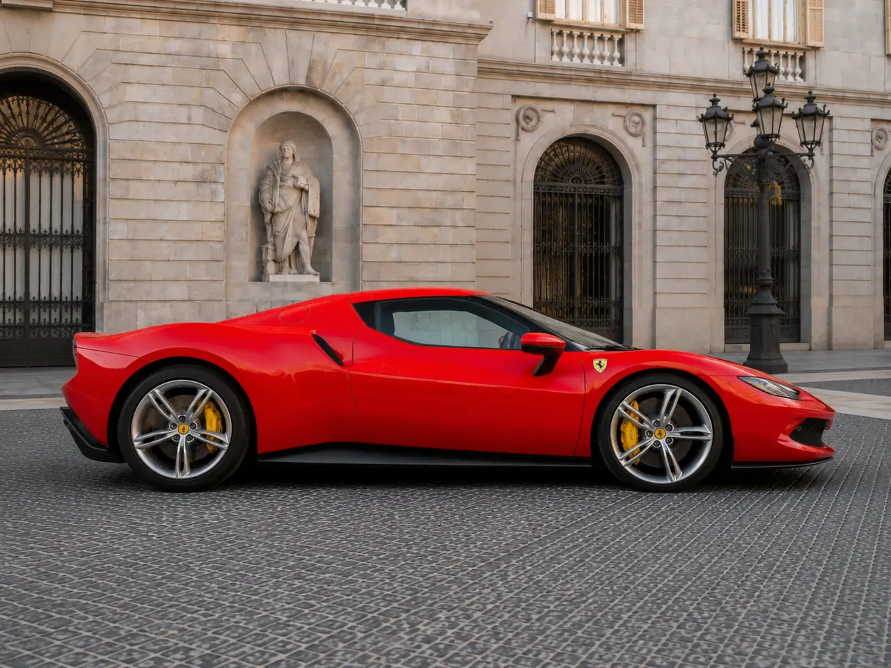 Ferrari 296 GTB 2023, vista posteriore — Florence Luxury Car Rental, Firenze. Ferrari 296 GTB a Firenze Il noleggio di una Ferrari 296 GTB a Firenze mette a…