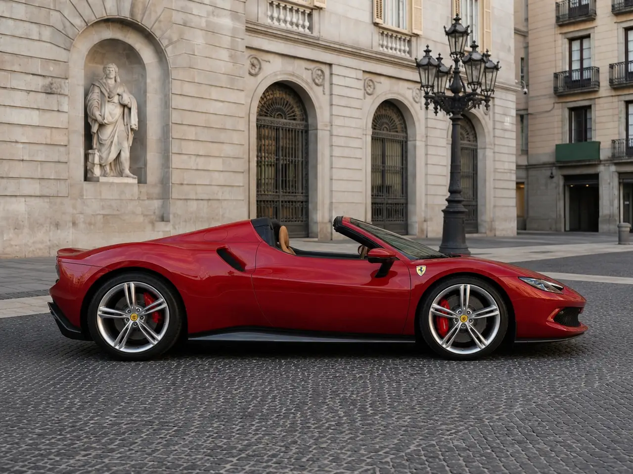 Ferrari 296 GTS Spider 2025, vue avant — Florence Luxury Car Rental, Florence. Ferrari 296 GTS Spider à Florence La location d'une Ferrari 296 GTS Spider à Florence…