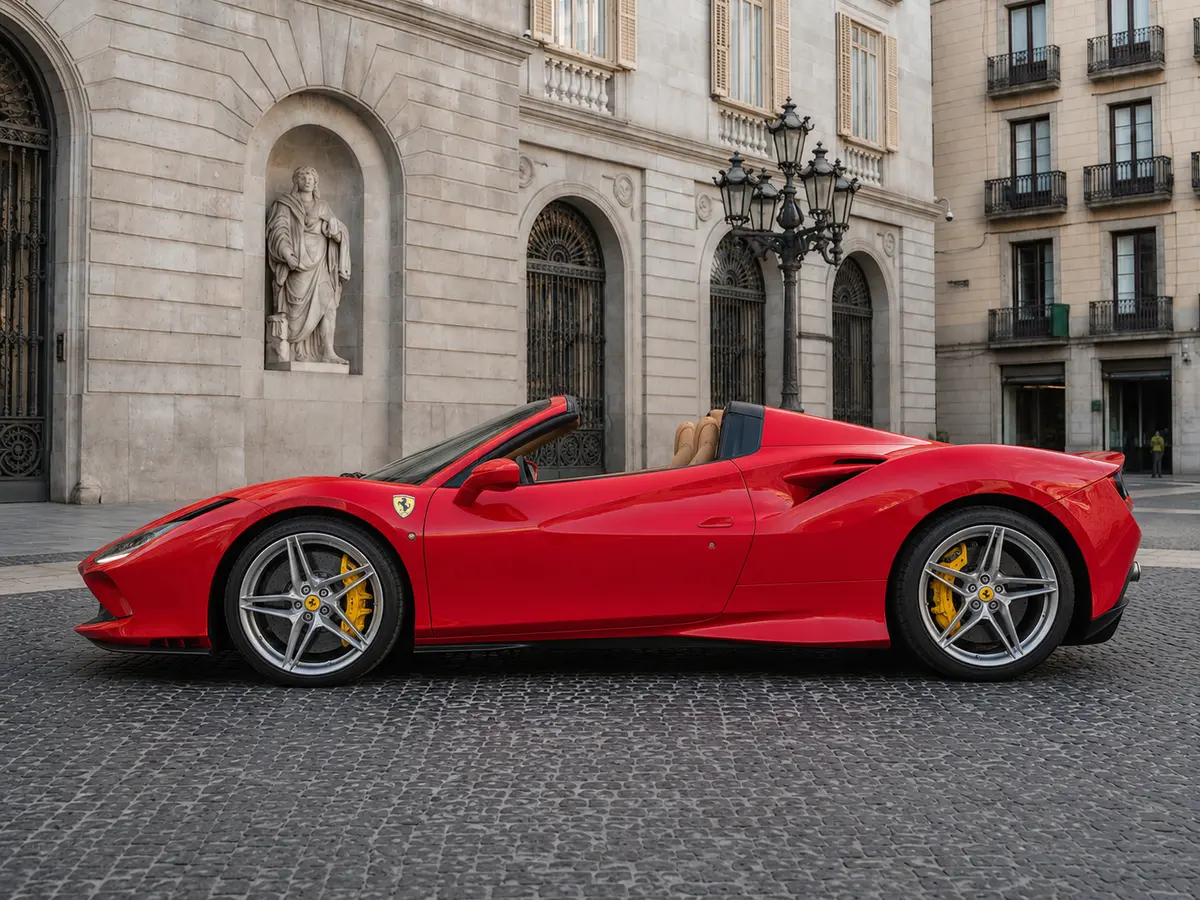 Ferrari F8 Tributo Spider Red 2023, exterior — Florence Luxury Car Rental, Florencia. Ferrari F8 Tributo Spider Red en Florencia El alquiler del Ferrari F8 Tributo Spider Red…