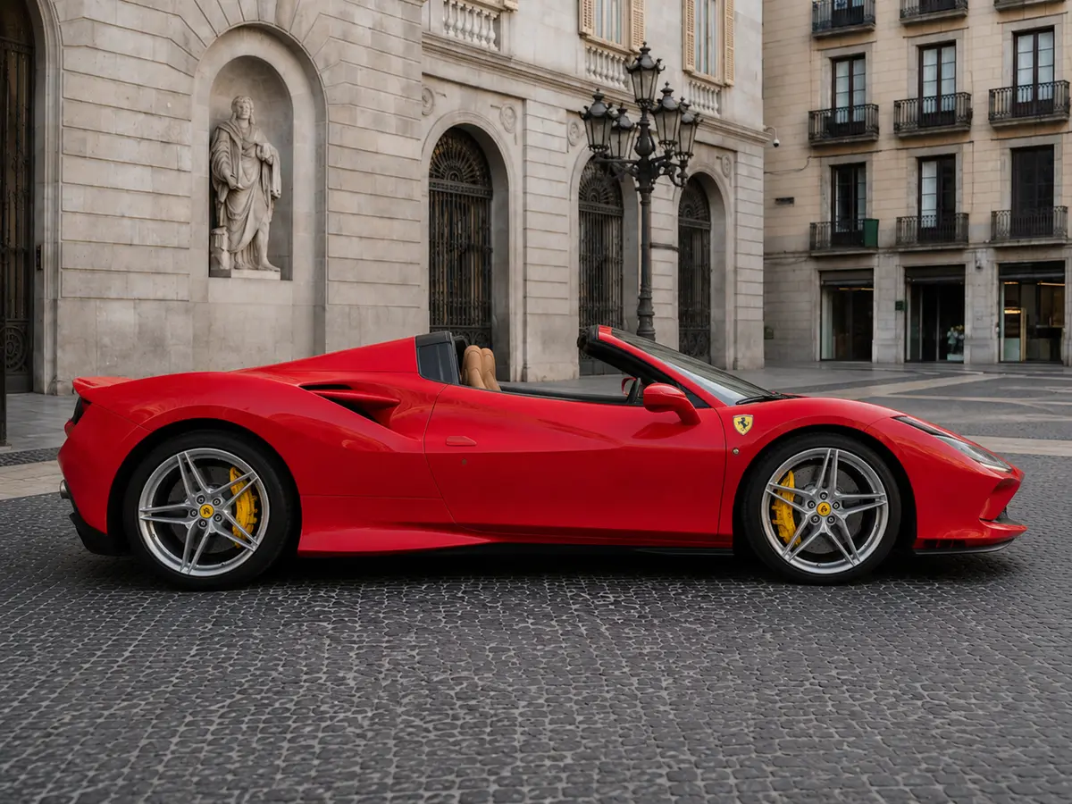 Ferrari F8 Tributo Spider Red 2023, vista frontal — Florence Luxury Car Rental, Florencia. Ferrari F8 Tributo Spider Red en Florencia El alquiler del Ferrari F8 Tributo Spider Red…