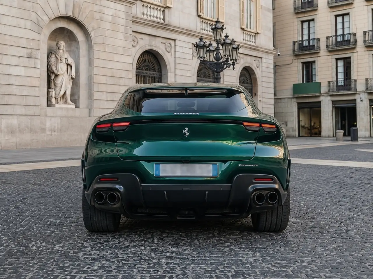 Ferrari Purosangue Atelier 2025, vista posteriore — Florence Luxury Car Rental, Firenze. Ferrari Purosangue Atelier a Firenze Il noleggio della Ferrari Purosangue Atelier a…