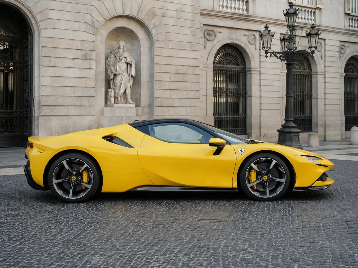 Ferrari SF90 Spider 2024, vista frontale — Florence Luxury Car Rental, Firenze. Ferrari SF90 Spider a Firenze Il noleggio della Ferrari SF90 Spider a Firenze mette a…