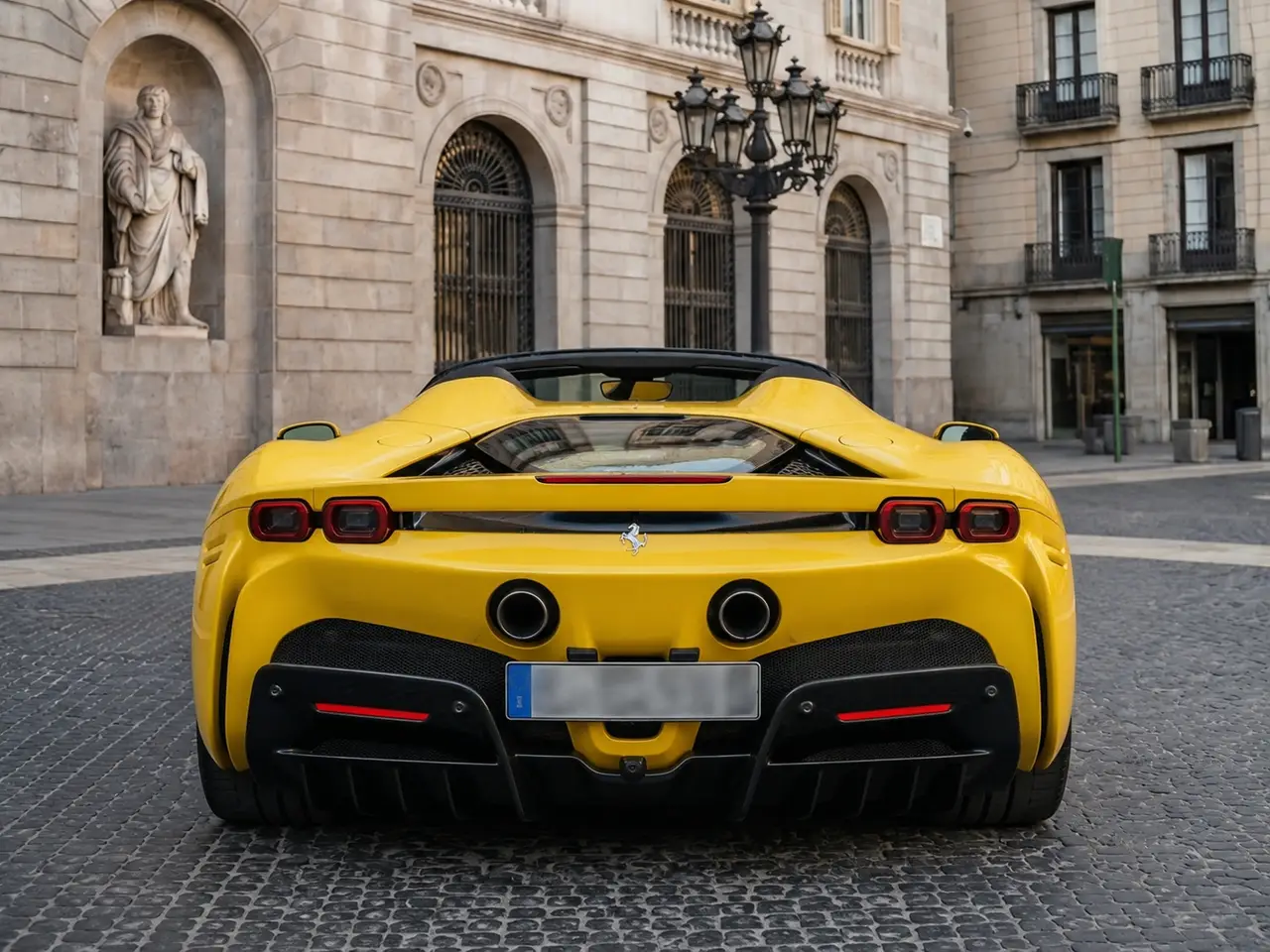 Ferrari SF90 Spider 2024, vista posteriore — Florence Luxury Car Rental, Firenze. Ferrari SF90 Spider a Firenze Il noleggio della Ferrari SF90 Spider a Firenze mette a…