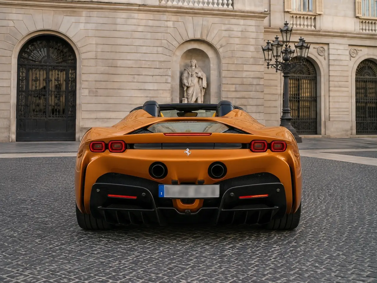 Ferrari SF90 Spider Tailor Made 2025, vue arrière — Florence Luxury Car Rental, Florence. Ferrari SF90 Spider Tailor Made à Florence La location d'une Ferrari SF90 Spider Tailor…