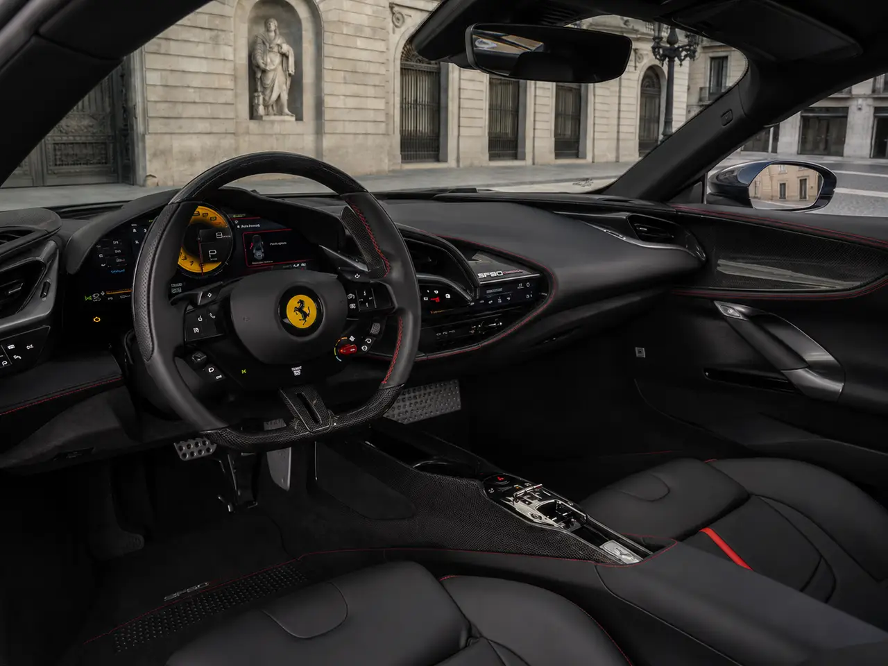 Ferrari SF90 Stradale 2025, intérieur — Florence Luxury Car Rental, Florence. Ferrari SF90 Stradale à Florence La location d'une Ferrari SF90 Stradale à Florence…
