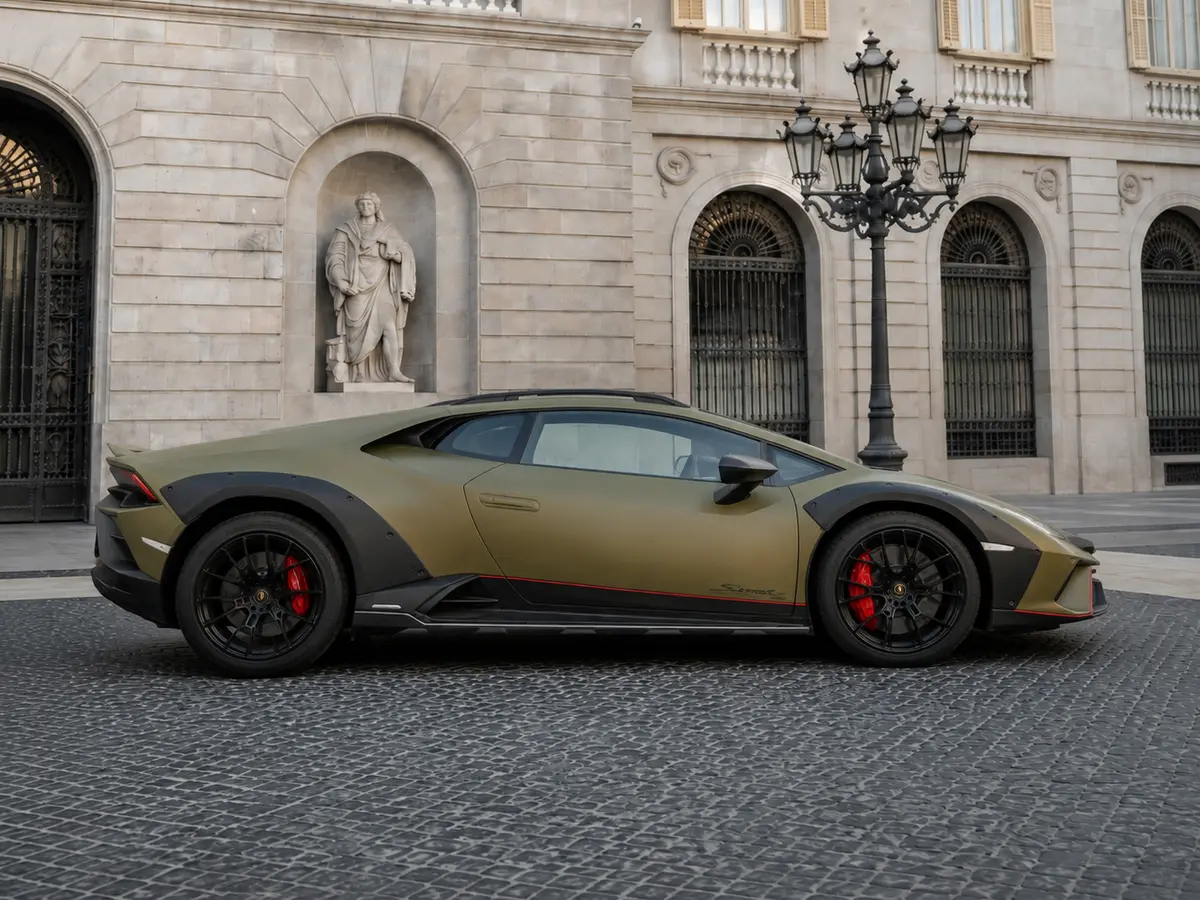 Lamborghini Huracan Sterrato 2024, vista frontale — Florence Luxury Car Rental, Firenze. Lamborghini Huracan Sterrato a Firenze Il noleggio di una Lamborghini Huracan Sterrato a…