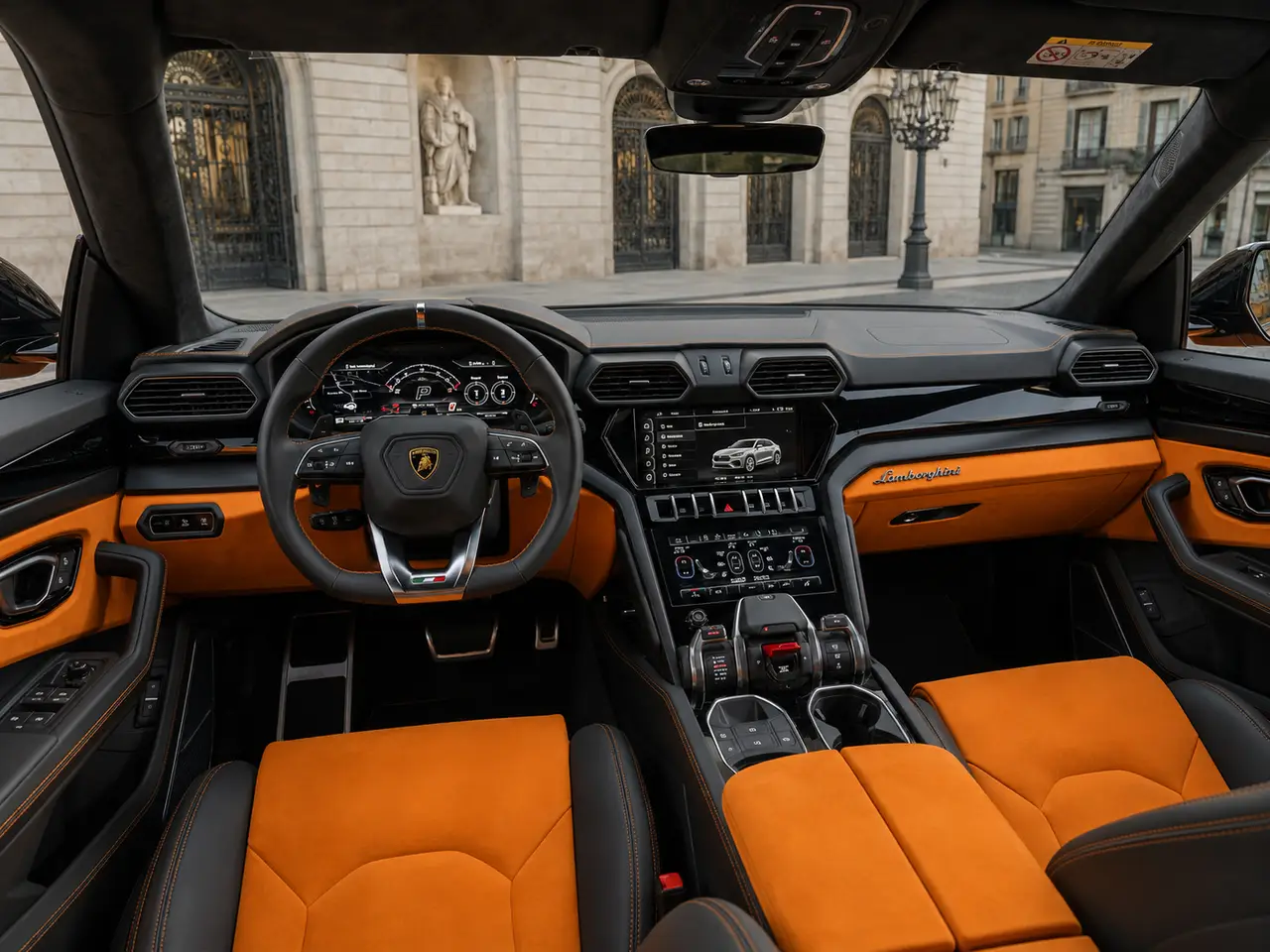 Lamborghini Urus S 2024, interni — Florence Luxury Car Rental, Firenze. Lamborghini Urus S a Firenze Il noleggio di una Lamborghini Urus S a Firenze mette a…