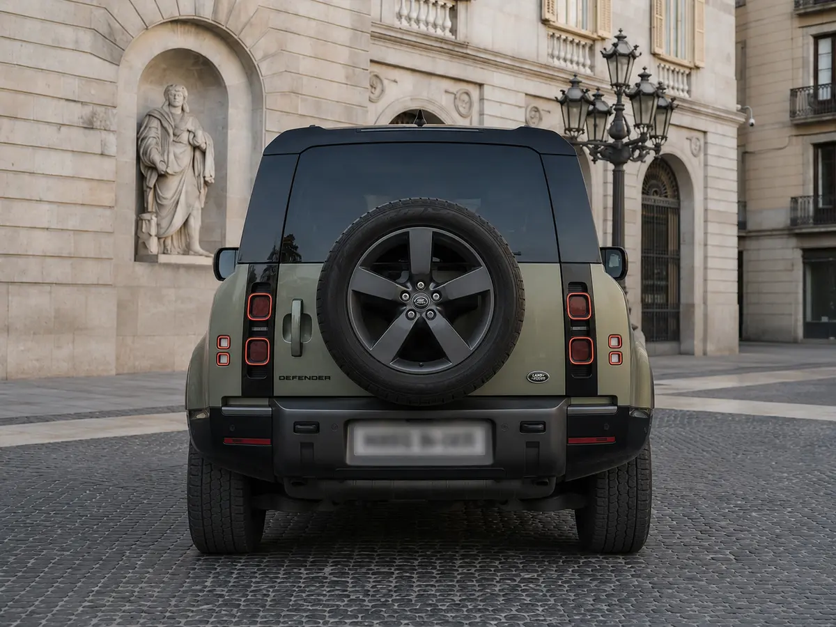 Land Rover Defender X-Dynamic 7 seater 2024, vista posteriore — Florence Luxury Car Rental, Firenze. Land Rover Defender X-Dynamic 7 seater a Firenze Il noleggio della Land Rover Defender…