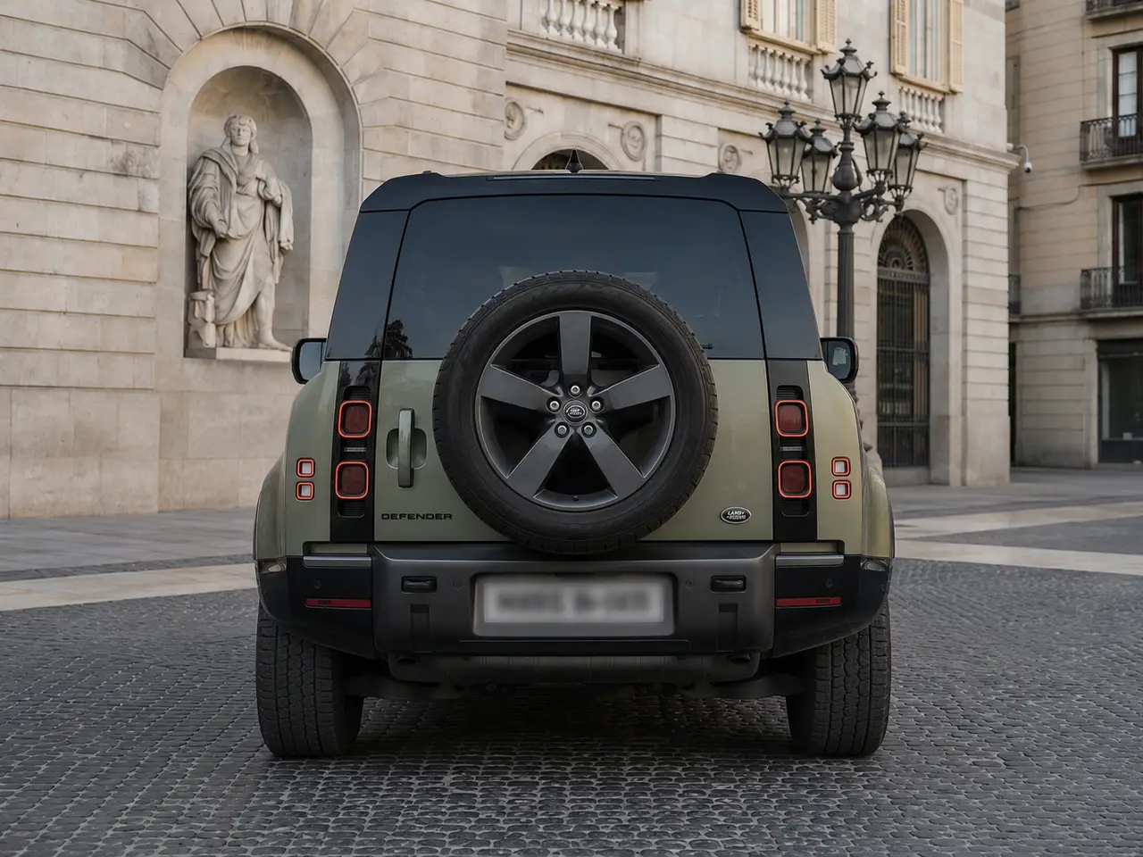 Land Rover Defender X-Dynamic 7 seater 2024, vista posteriore — Florence Luxury Car Rental, Firenze. Land Rover Defender X-Dynamic 7 seater a Firenze Il noleggio della Land Rover Defender…