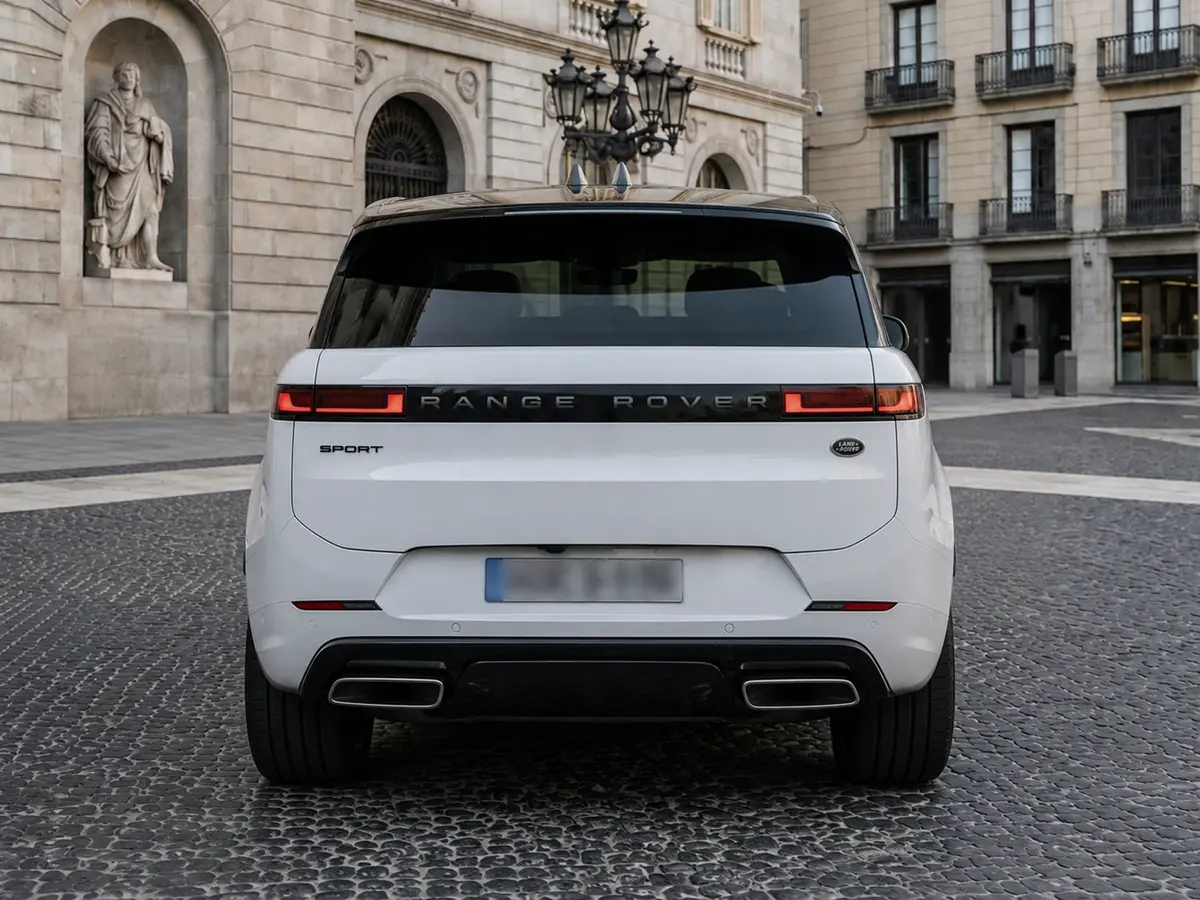 Land Rover Range Rover Sport 2025, vista posteriore — Florence Luxury Car Rental, Firenze. Land Rover Range Rover Sport a Firenze Il noleggio di una Land Rover Range Rover Sport a…