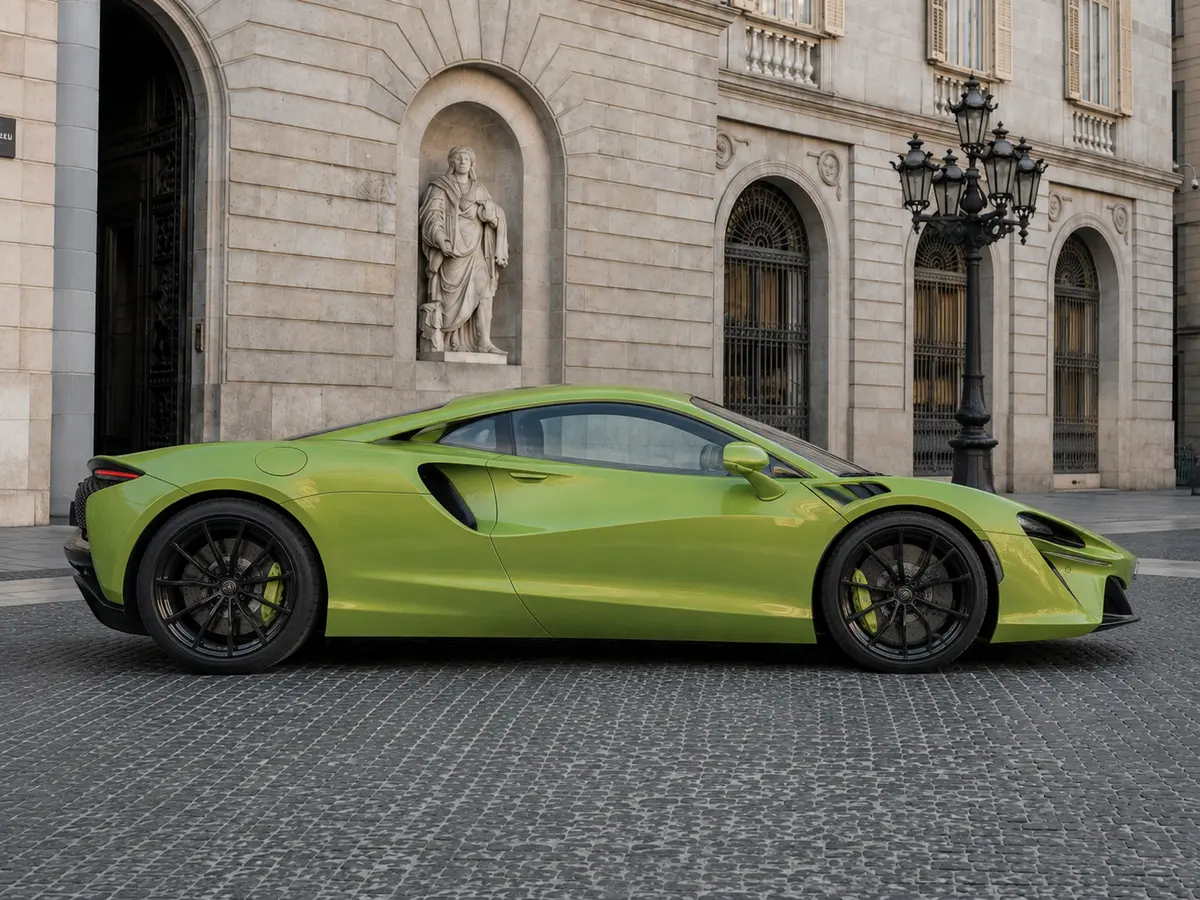 McLaren Artura Spider 2024, vista frontale — Florence Luxury Car Rental, Firenze. McLaren Artura Spider a Firenze Il noleggio di una McLaren Artura Spider a Firenze mette…