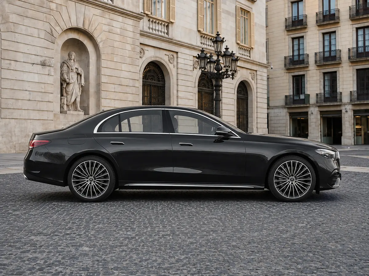 Mercedes Benz E-klasse 220d Premium Plus 2026, vista frontale — Florence Luxury Car Rental, Firenze. Mercedes Benz E-klasse 220d Premium Plus a Firenze Il noleggio della Mercedes Benz…