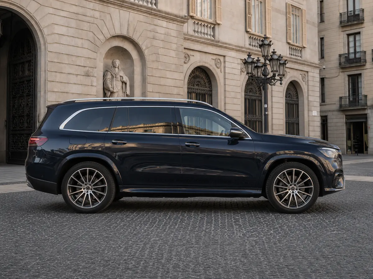 Mercedes Benz GLS-klasse 350 D Exclusive 7 Posti 2025, vista frontal — Florence Luxury Car Rental, Florencia. Mercedes Benz GLS-klasse 350 D Exclusive 7 Posti en Florencia El alquiler del Mercedes…