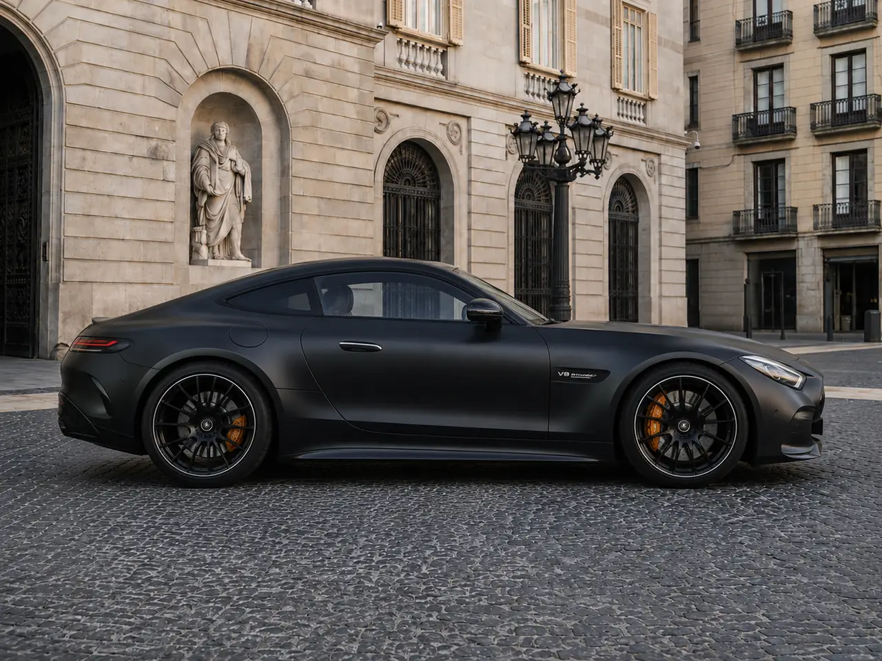 Mercedes Benz GT63 AMG Coupe 2024, vista frontale — Florence Luxury Car Rental, Firenze. Mercedes Benz GT63 AMG Coupe a Firenze Il noleggio della Mercedes Benz GT63 AMG Coupe a…