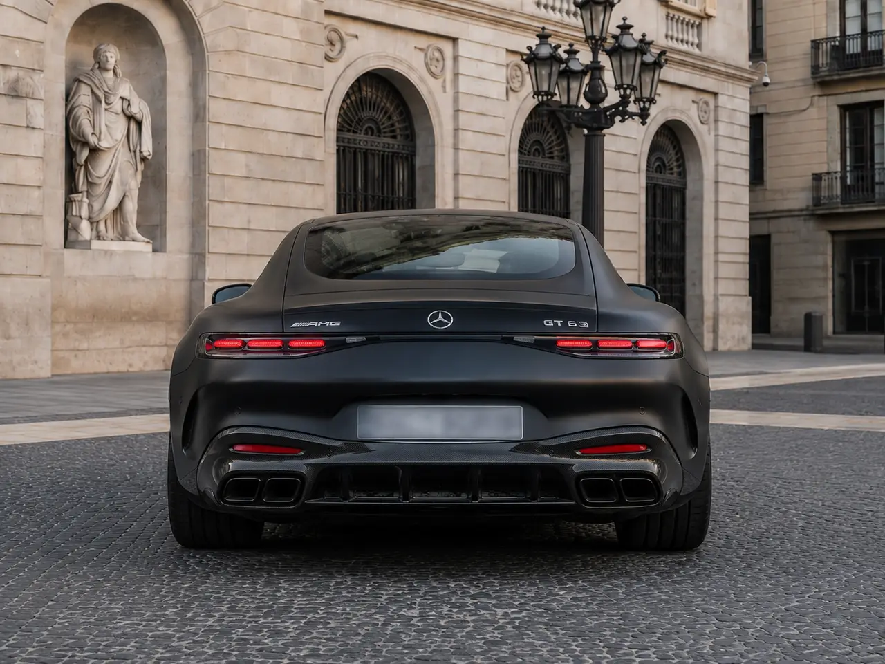 Mercedes Benz GT63 AMG Coupe 2024, vista posteriore — Florence Luxury Car Rental, Firenze. Mercedes Benz GT63 AMG Coupe a Firenze Il noleggio della Mercedes Benz GT63 AMG Coupe a…