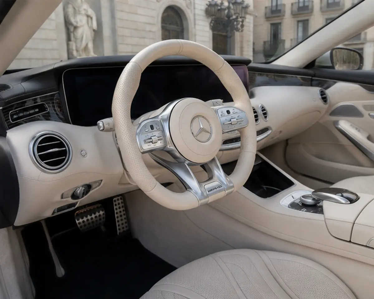 Mercedes Benz S560 Cabrio 2021, interni — Florence Luxury Car Rental, Firenze. Mercedes Benz S560 Cabrio a Firenze Il noleggio della Mercedes Benz S560 Cabrio a Firenze…