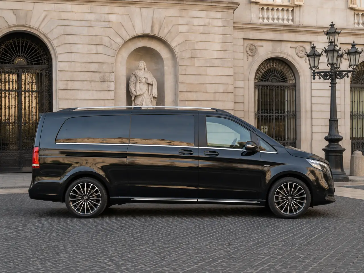Mercedes Benz V300 4x4 XL Exclusive 7 seats 2025, vista frontal — Florence Luxury Car Rental, Florencia. Mercedes Benz V300 4x4 XL Exclusive 7 seats en Florencia El alquiler de un Mercedes Benz…