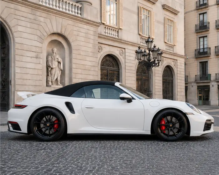 Porsche 911 Carrera S Cabrio (992) 2025, vista frontal — Florence Luxury Car Rental, Florencia. Porsche 911 Carrera S Cabrio (992) en Florencia El alquiler de un Porsche 911 Carrera S…
