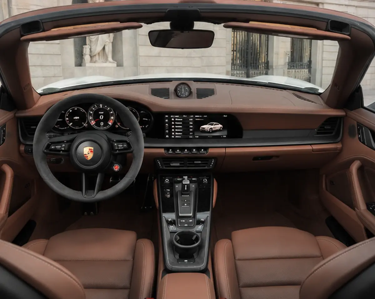 Porsche 992.2 Carrera 4 GTS Cabrio 2025, interior — Florence Luxury Car Rental, Florence. Porsche 992.2 Carrera 4 GTS Cabrio in Florence A Porsche 992.2 Carrera 4 GTS Cabrio…