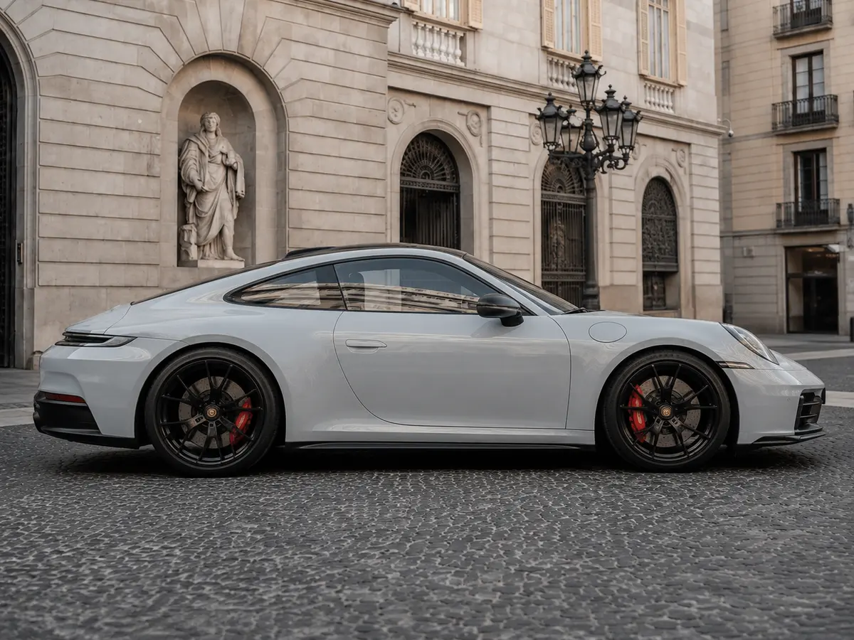 Porsche Carrera Spyder 992,2 GTS 2025, vista frontale — Florence Luxury Car Rental, Firenze. Porsche Carrera Spyder 992,2 GTS a Firenze Il noleggio della Porsche Carrera Spyder 992,2…