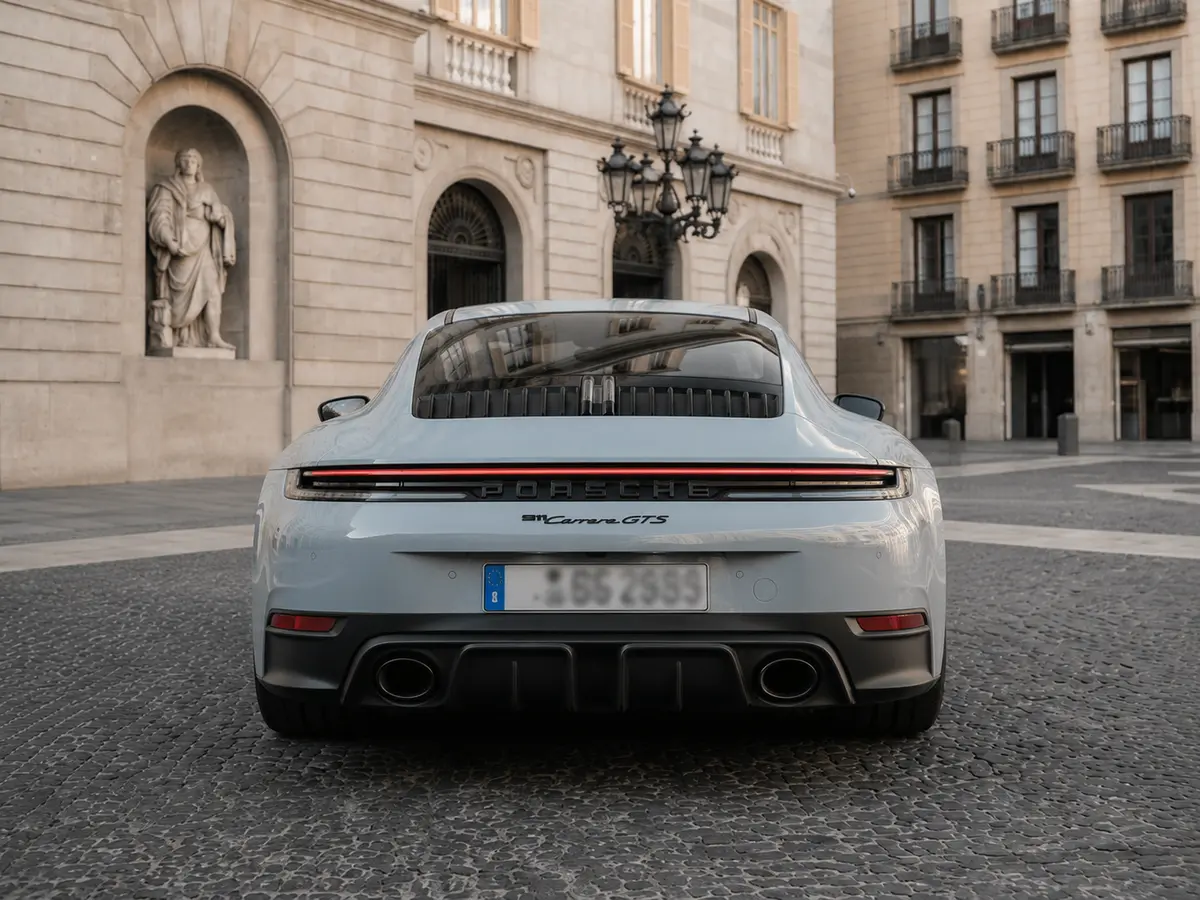 Porsche Carrera Spyder 992,2 GTS 2025, vista posteriore — Florence Luxury Car Rental, Firenze. Porsche Carrera Spyder 992,2 GTS a Firenze Il noleggio della Porsche Carrera Spyder 992,2…