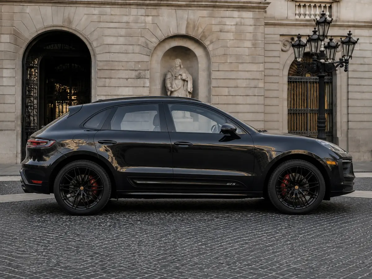 Porsche Macan GTS 2024, vista frontale — Florence Luxury Car Rental, Firenze. Porsche Macan GTS a Firenze Il noleggio di una Porsche Macan GTS a Firenze mette a…