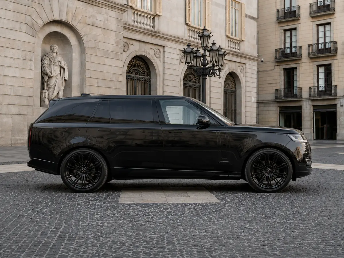 Rover Range Rover Autobiography D350 7s 2025, vista frontale — Florence Luxury Car Rental, Firenze. Rover Range Rover Autobiography D350 7s a Firenze Il noleggio di una Rover Range Rover…