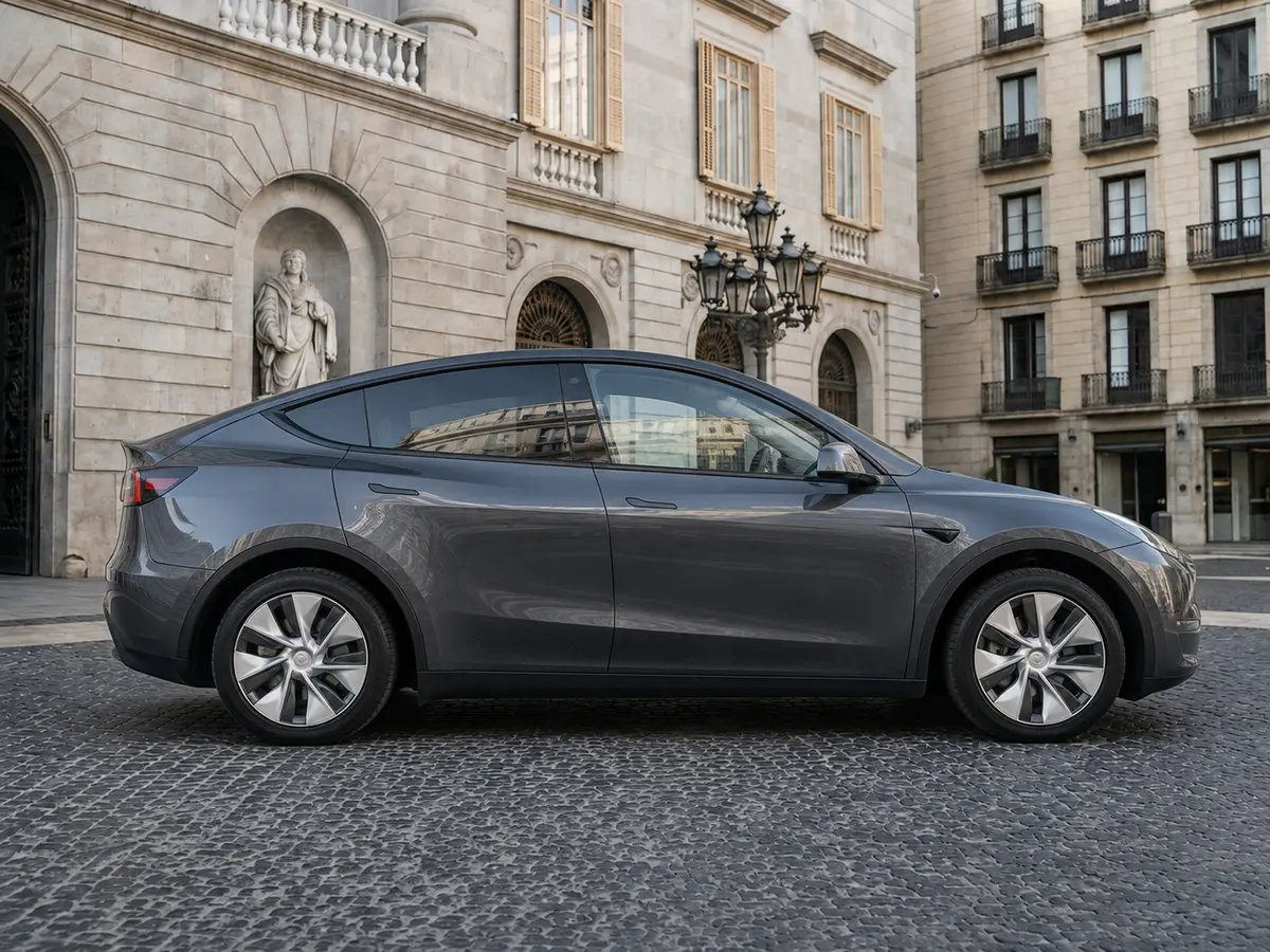 Tesla Model Y Long Range 2023, vista frontale — Florence Luxury Car Rental, Firenze. Tesla Model Y Long Range a Firenze Il noleggio di una Tesla Model Y Long Range a Firenze…