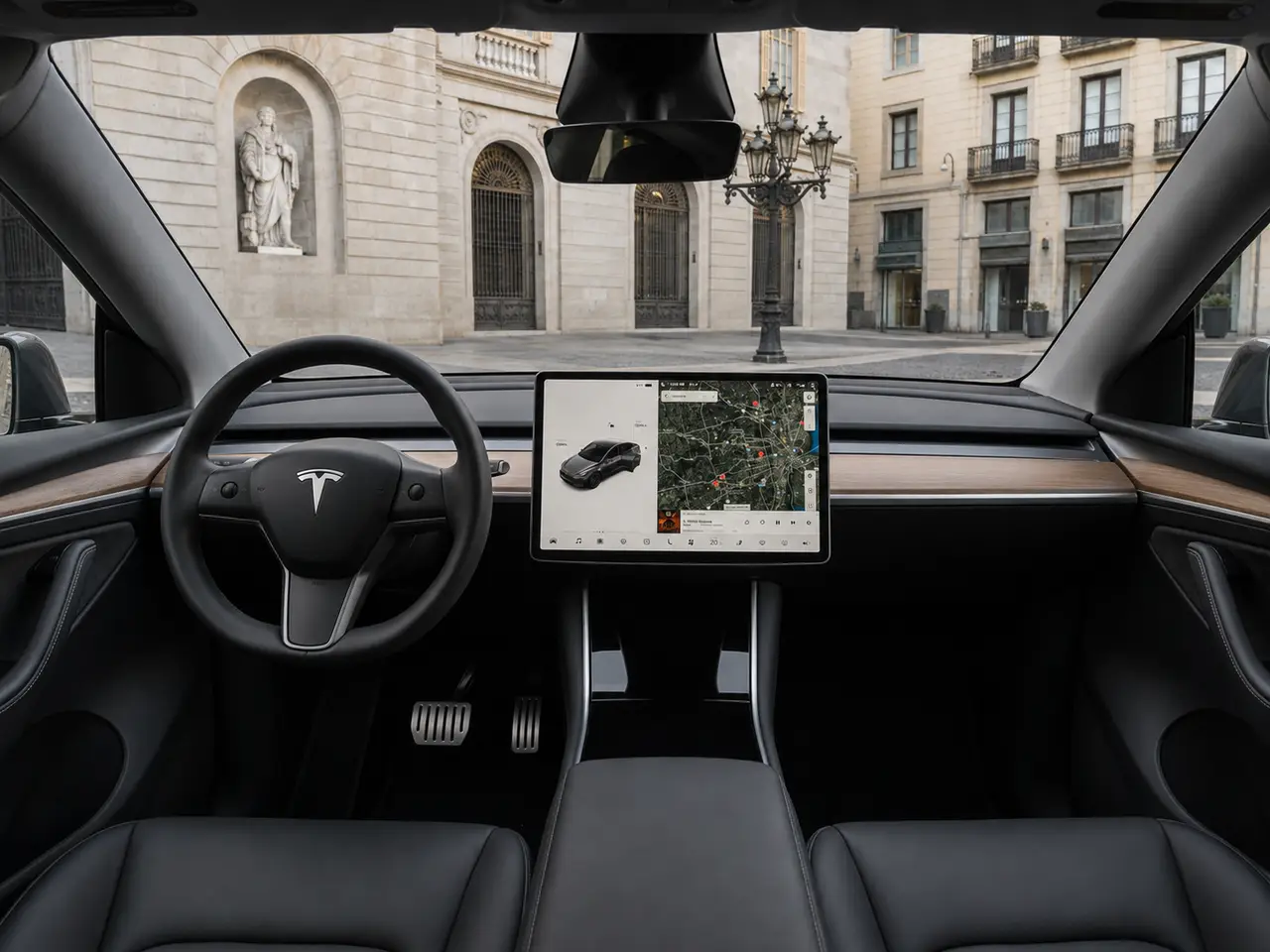 Tesla Model Y Long Range 2023, interni — Florence Luxury Car Rental, Firenze. Tesla Model Y Long Range a Firenze Il noleggio di una Tesla Model Y Long Range a Firenze…